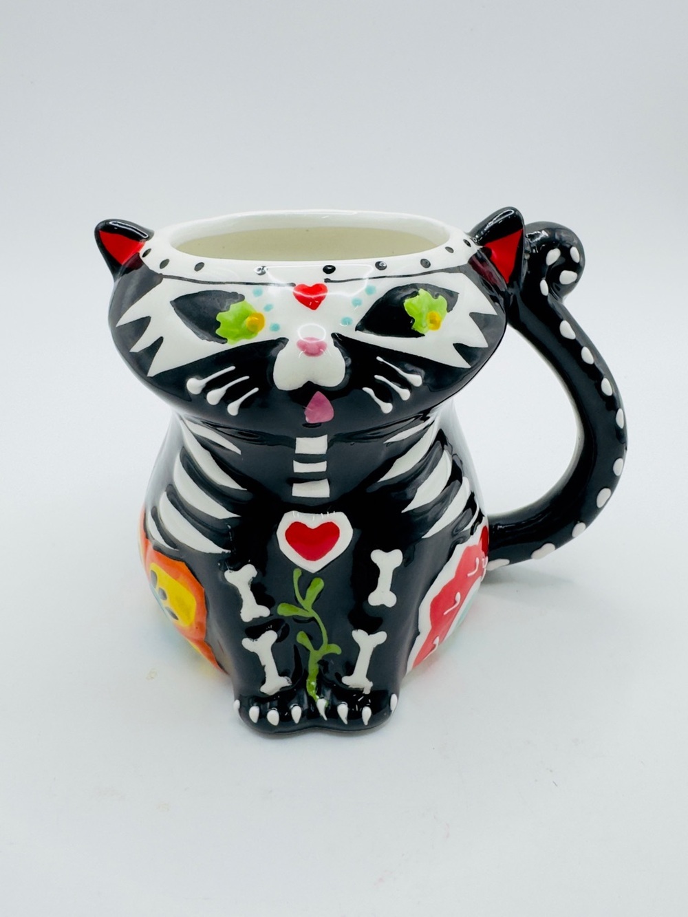 Spectrum Designz Day of the Dead Black Cat Skeleton Mug Halloween 4 In - Picture 3 of 10